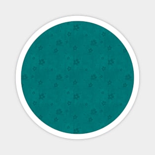 Teal Green Grunge Flowers and Hearts Pattern Magnet